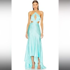 Michael Costello x Revolve Turquoise Formal Maxi Dress